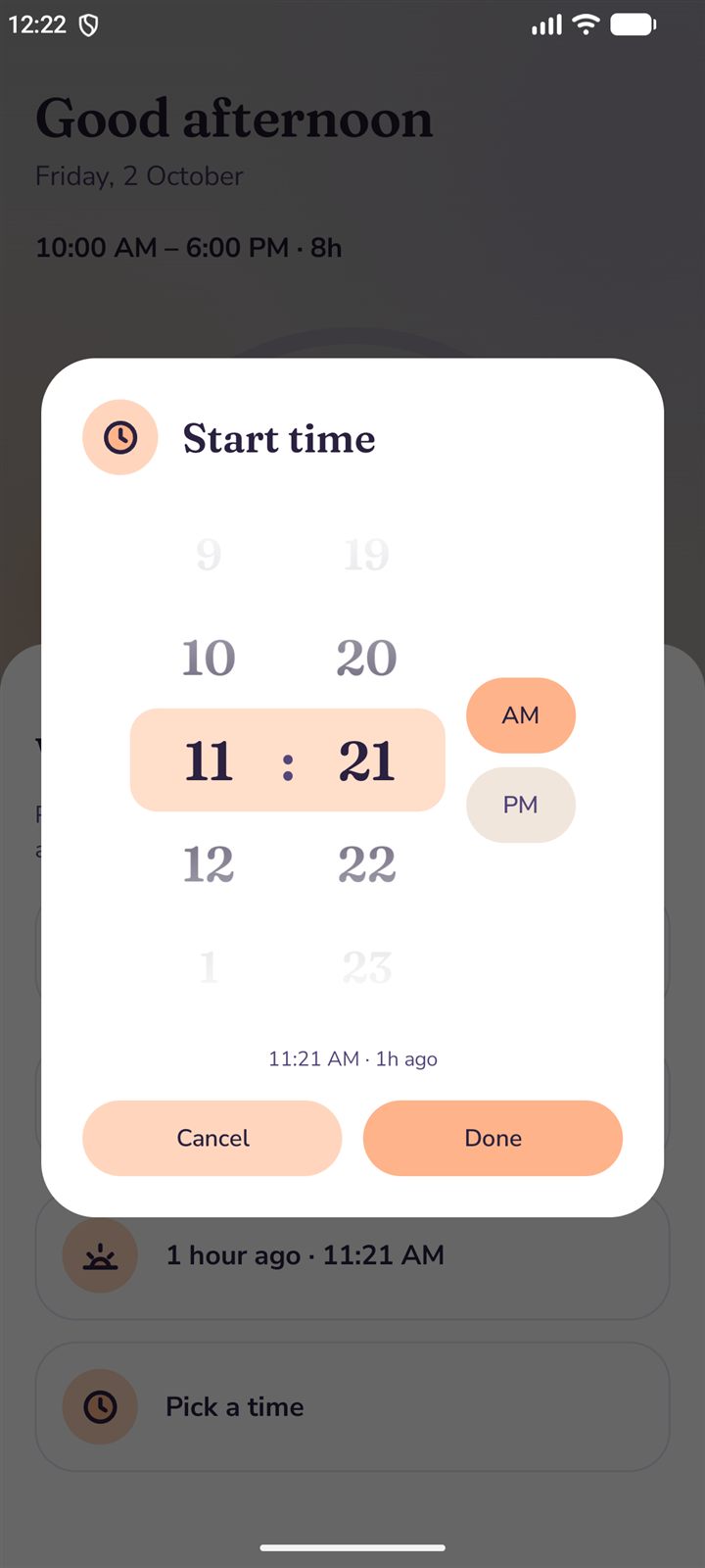 The time picker with two wheels